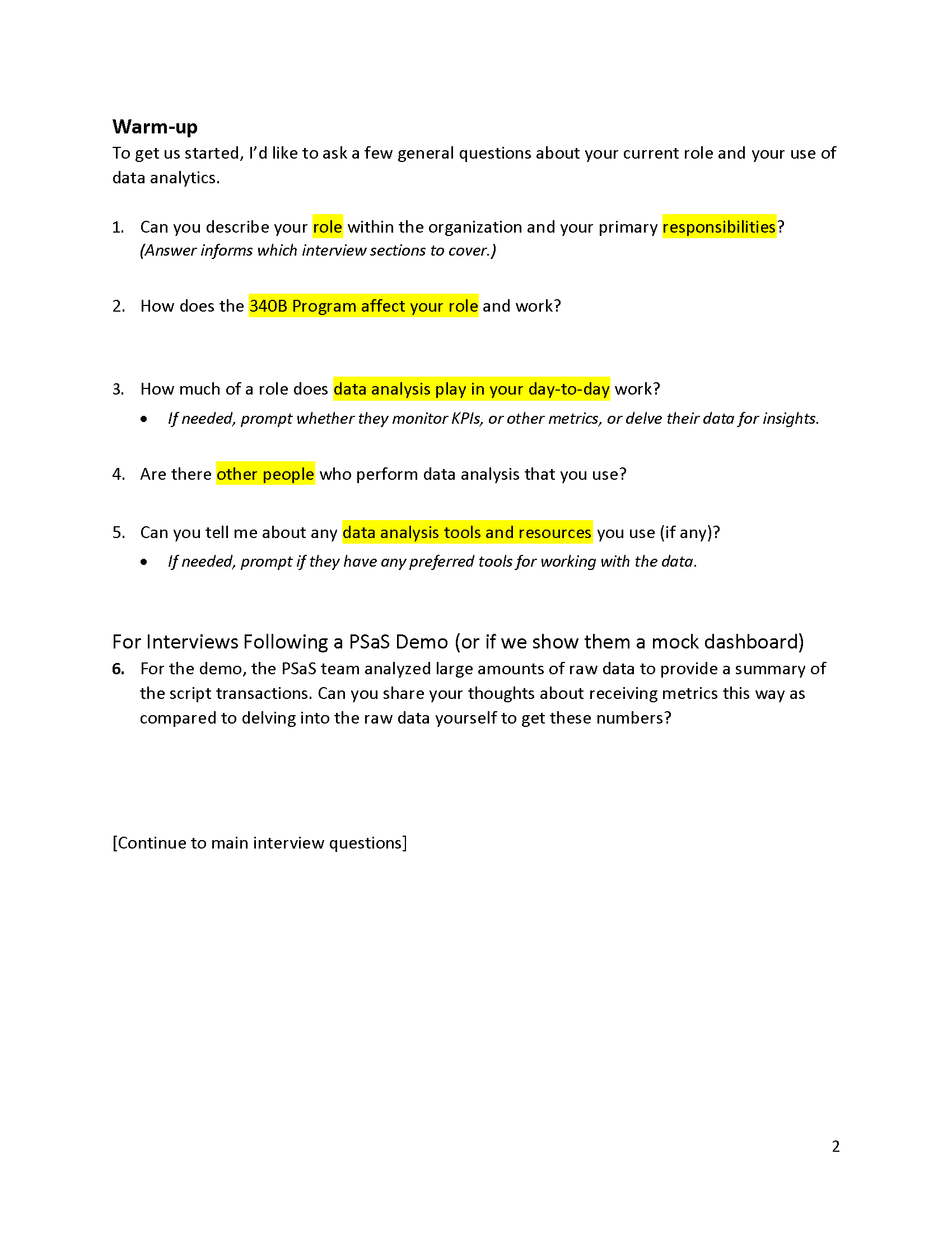 Interview guide page 2